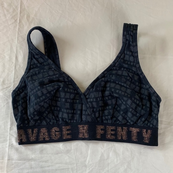 Forever Savage X Fenty Bralette size 1X 95% cotton 5% elastane black & gold - Picture 2 of 6